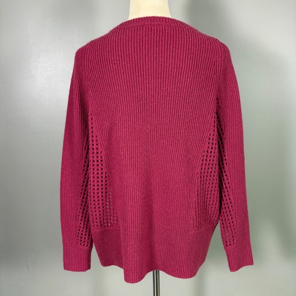 Garnet Hill 100% Cashmere Sweater XS Open Knit Mesh Boho Oversized Unique - Picture 4 of 10